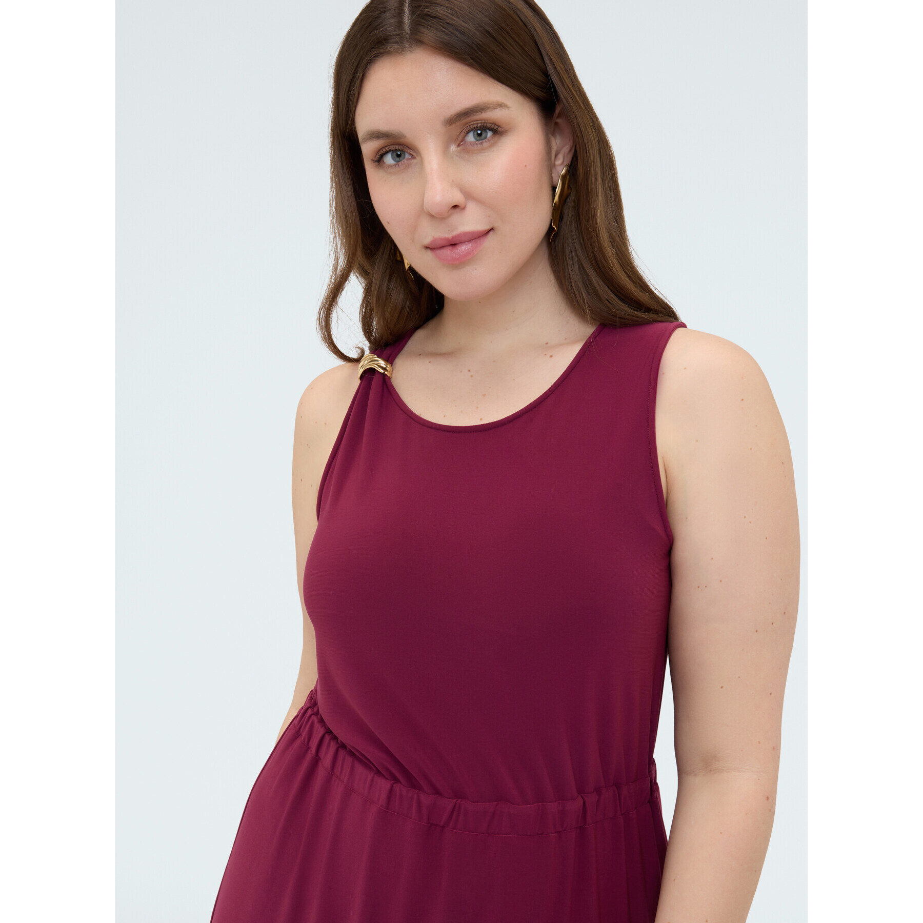 Fiorella Rubino - Vestido largo de punto con escote en la espalda - Burgundy