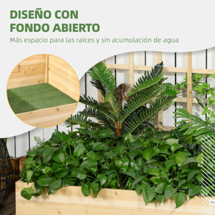 Jardinera de Madera con Enrejado Arriate de Jardín con Celosía Jardinera de Caja para Trepadoras Cultivos Verduras Flores 110x116x120 cm Natural