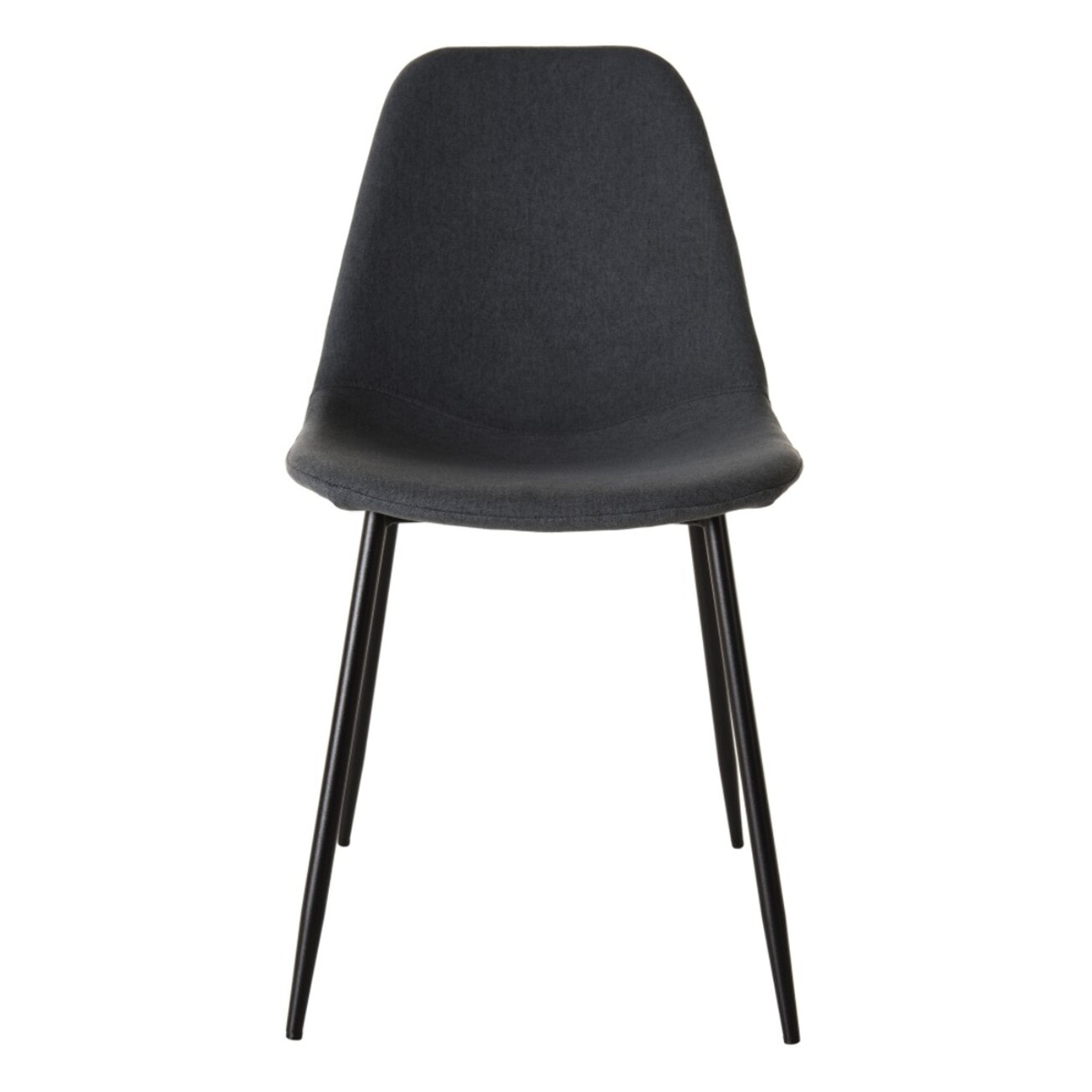 TOM - Lot de 2 chaises tissu anthracite pieds métal noir