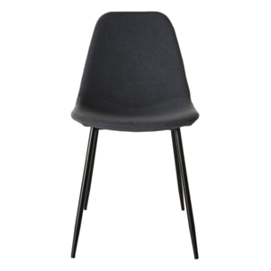 TOM - Lot de 2 chaises tissu anthracite pieds métal noir
