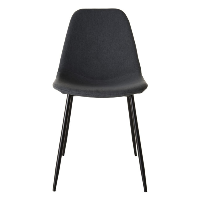 TOM - Lot de 2 chaises tissu anthracite pieds métal noir