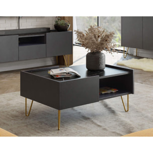 Cali - table basse - effet marbre - 97 cm - Noir / Doré