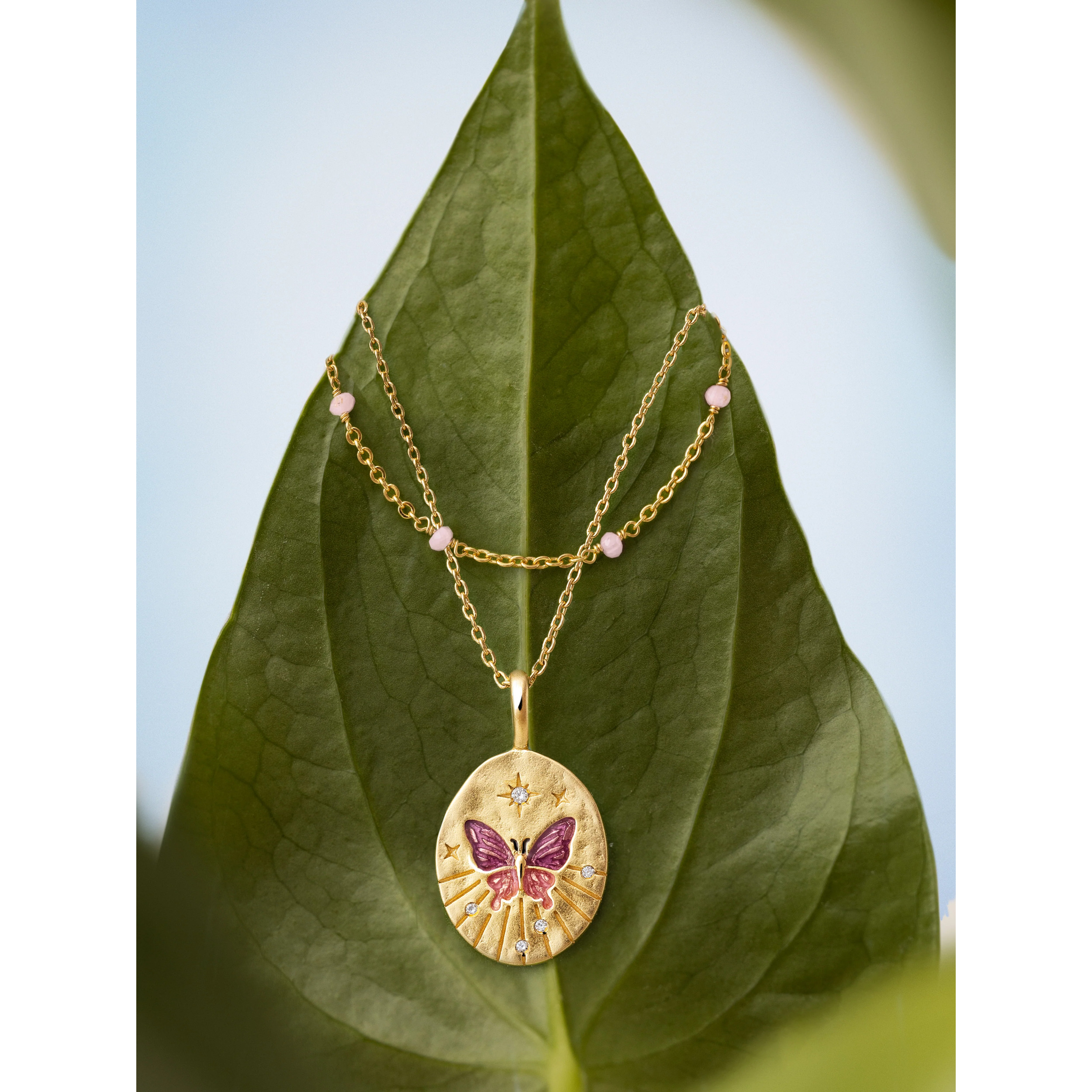 Collana Medallion Butterfly Placcato Oro