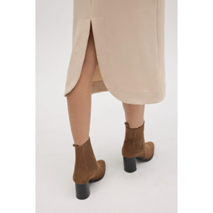 Gonna midi fluida color avorio