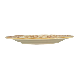 Lot de 6 assiettes à dessert fleuries en grès miel 20cm FAUSTINE
