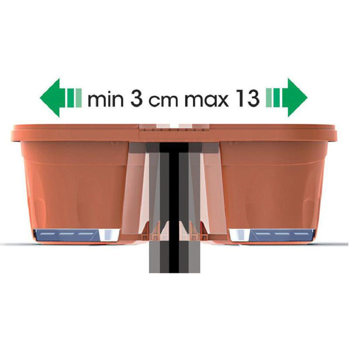 Klunia 40 - set di 4 balconiere doppie da 40cm con agganci regolabili e riserva d'acqua Terracotta