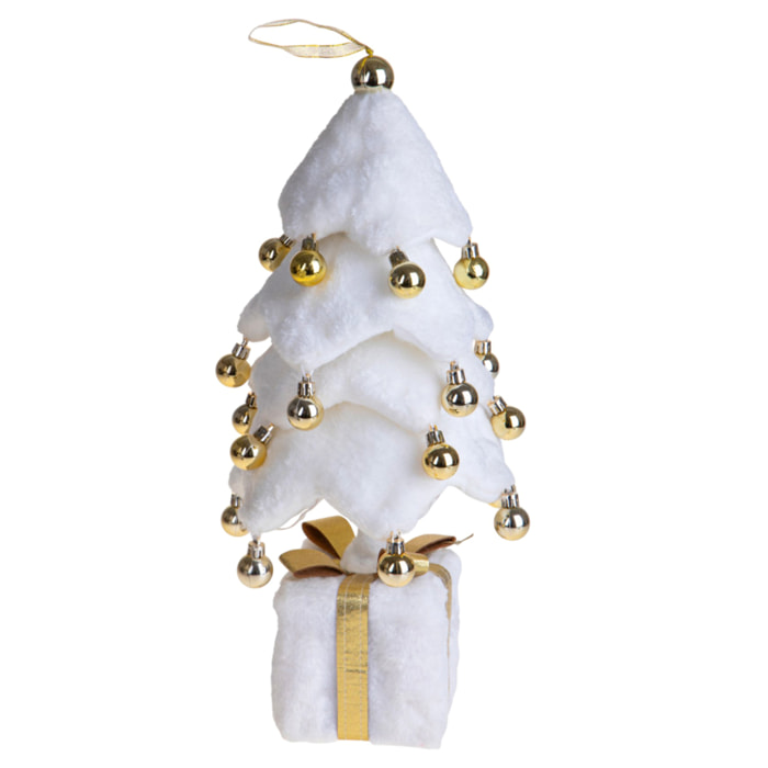 Albero con sfere pacco dono e led - Pezzi 1 - BIANCO - Bianchi Dino SpA