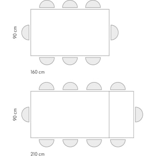 Tavolo VOLPAIA in legno, finitura grigio cemento e base in metallo verniciato bianco, allungabile 160x90 cm - 210x90 cm