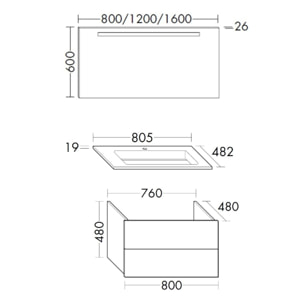 Meuble vasque 80 cm BURGBAD Cosmo chêne cachemire + miroir