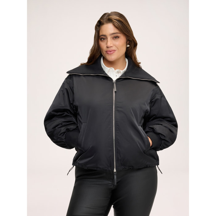 Fiorella Rubino - Cazadora bomber con cuello alto - Negro