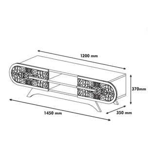 Mobile porta TV Desposit, Credenza da soggiorno, Armadio basso per TV, Base parete attrezzata, 145x37h37 cm, Noce e Bianco