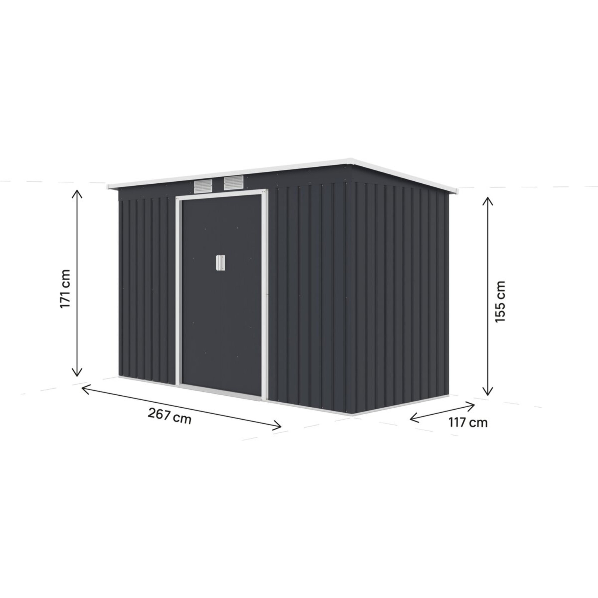 Abri de jardin en métal avec toit monopente "Orlando" - 3,64 m² - Gris