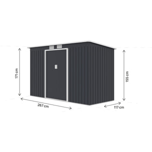 Abri de jardin en métal avec toit monopente "Orlando" - 3,64 m² - Gris