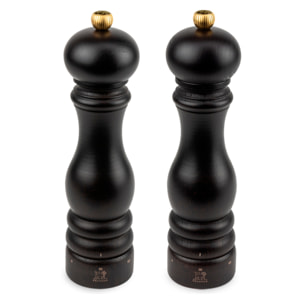 Duo de moulins à poivre et à sel manuels en bois, u'Select, chocolat 22 cm - 8,7in Paris u'Select