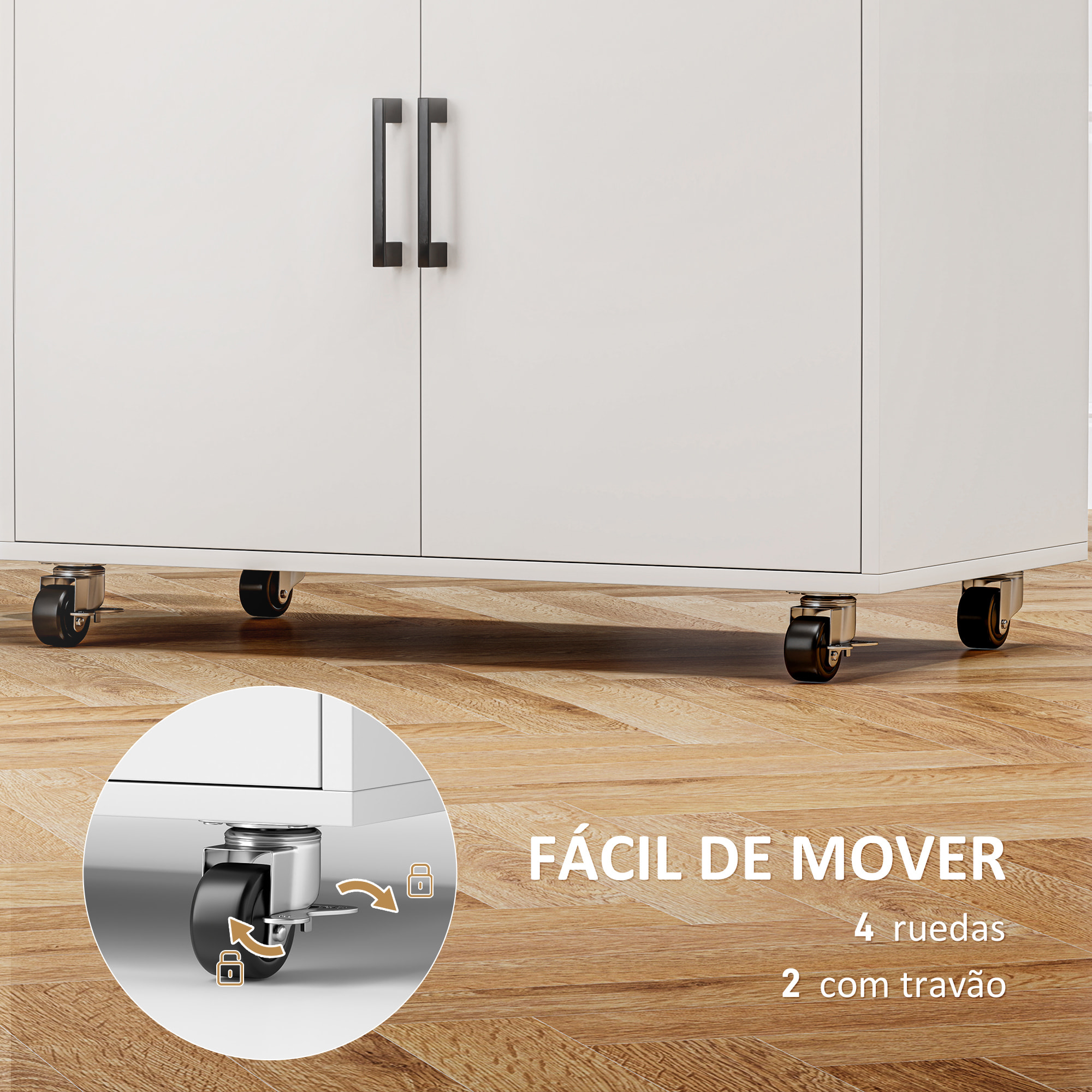 Mueble de Plancha con Ruedas Mueble de Planchado con Barra para Colgar Ropa Estante Abierto y Tabla de Planchar 125x43,5x102,5 cm Blanco