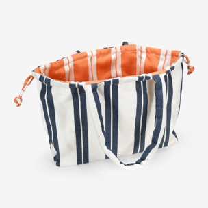 Bolso de hombro naranja con franjas y bolsillo