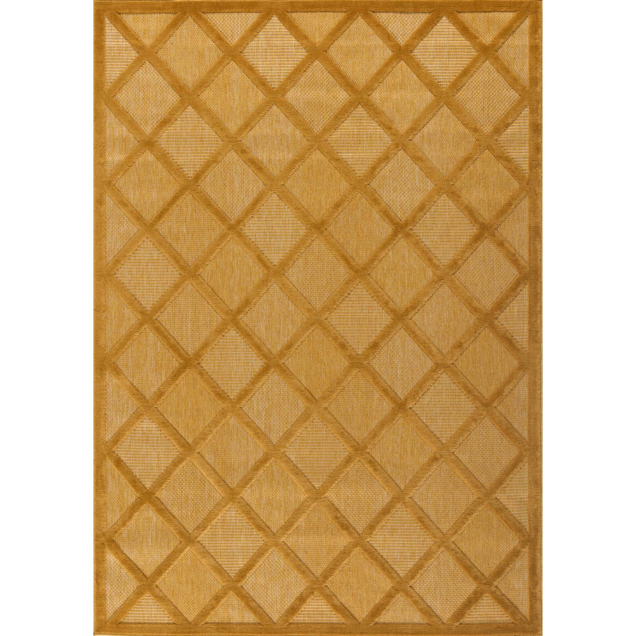 SANTORINI - Tapis d'intérieur/extérieur à motifs en relief berbère - Jaune