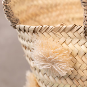 Panier de rangement à pompons - Beige