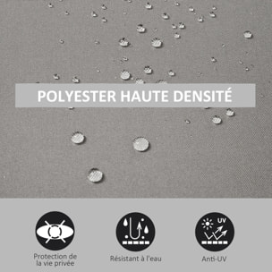 Store latéral brise-vue paravent rétractable dim. 3L x 1,60H m alu. polyester anti-UV haute densité 280 g/m² gris