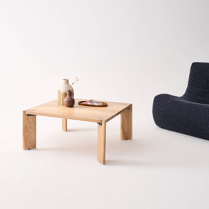 Table basse exotique carrée bois massif 80cm naturel - Reva