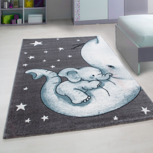 KIDS - Tapis enfant à motif elephant bleu - KID0560BLE