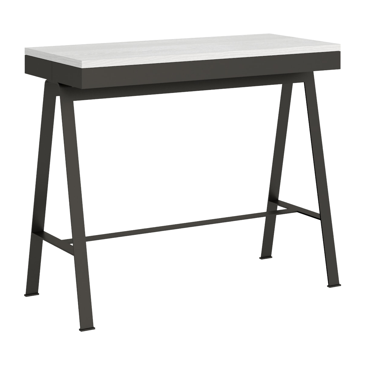 Console extensible 90x40/300 cm Banco Evolution Frêne Blanc cadre Anthracite