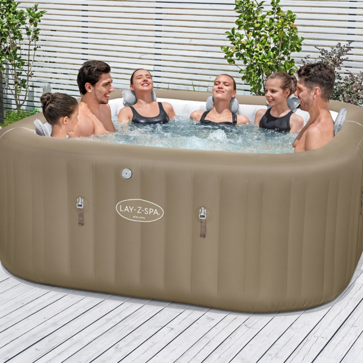 Bestway Spa gonflable carré Lay-Z-Spa Palma HydroJet Pro 5-7 personnes