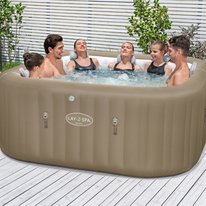 Bestway Spa gonflable carré Lay-Z-Spa Palma HydroJet Pro 5-7 personnes