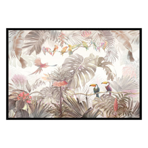 Affiche encadrée jungle tropicale oiseaux Affiche + cadre en métal - Noir