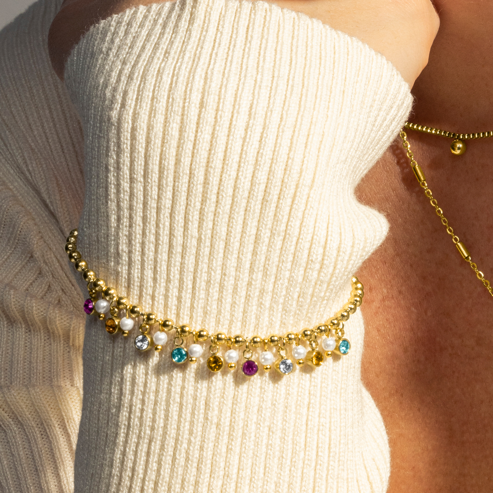 Pulsera de Circonita Multicolor acabada en oro amarillo de 18K- Zasid