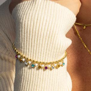 Pulsera de Circonita Multicolor acabada en oro amarillo de 18K- Zasid