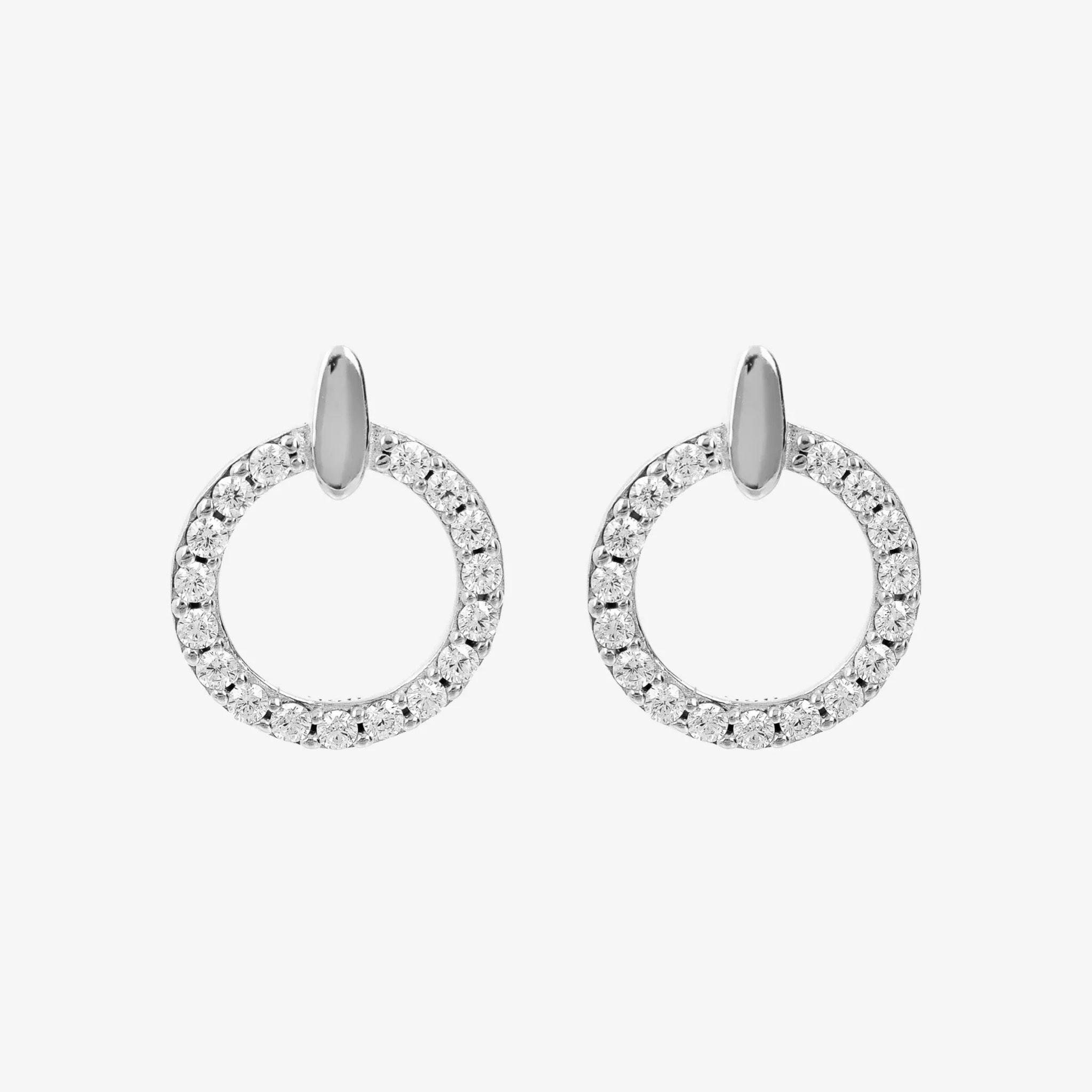 Orecchini a Lobo in Argento 925 placcato Oro Rosa 18Kt con Cerchio in Pavé di Cubic Zirconia