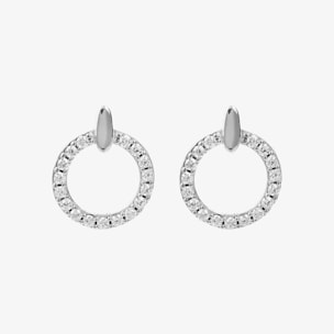 Orecchini a Lobo in Argento 925 placcato Oro Rosa 18Kt con Cerchio in Pavé di Cubic Zirconia