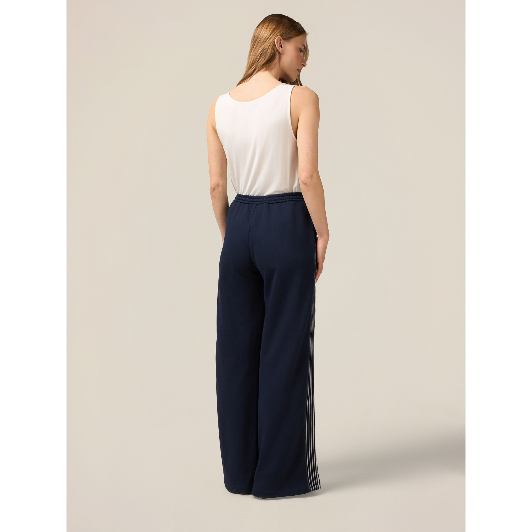 Oltre - Pantalones palazzo de felpa talla - Azul