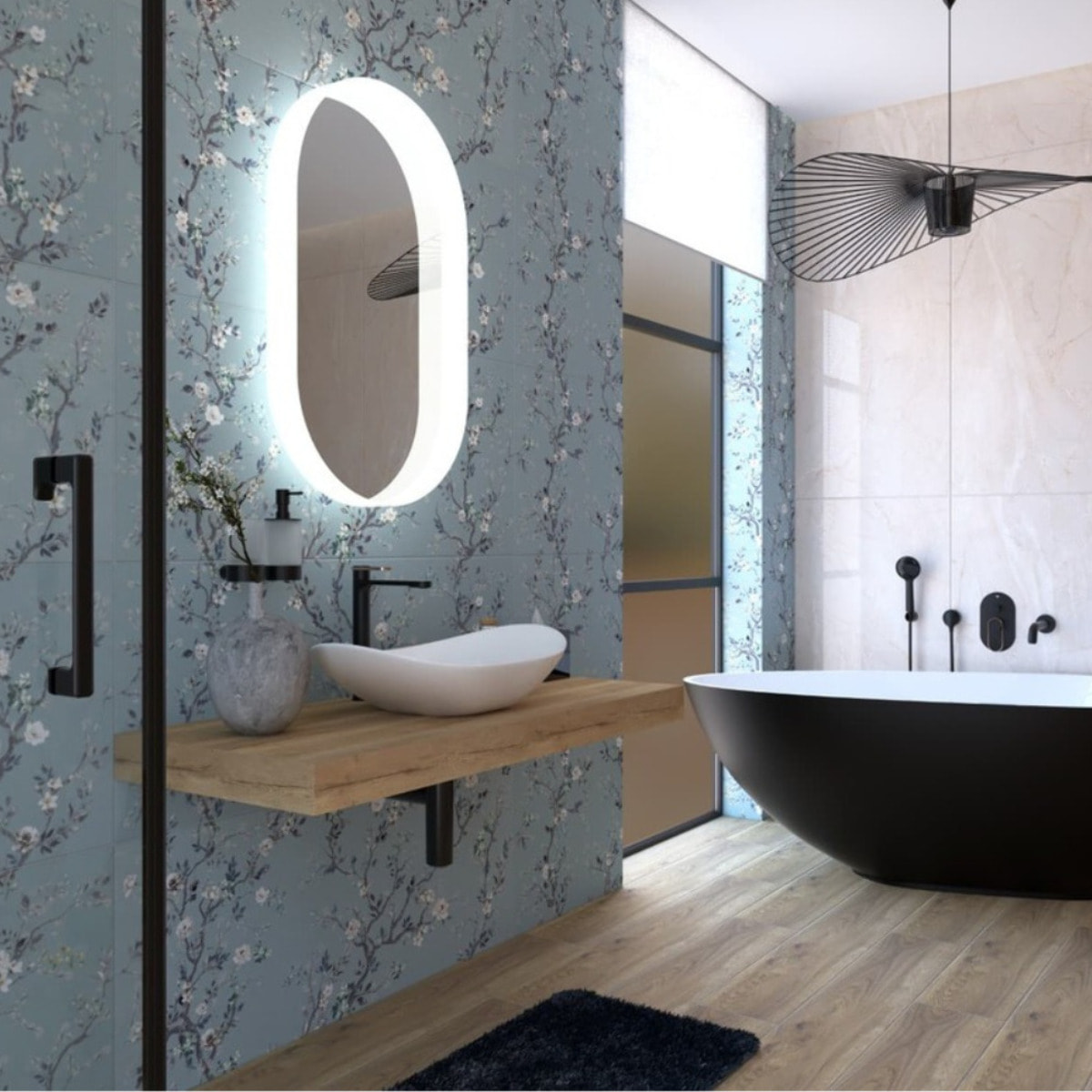 Miroir LED ovale 54 x 94 cm avec éclairage lumineux et capteur tactile Fusion SAT (SATZFULED5494)