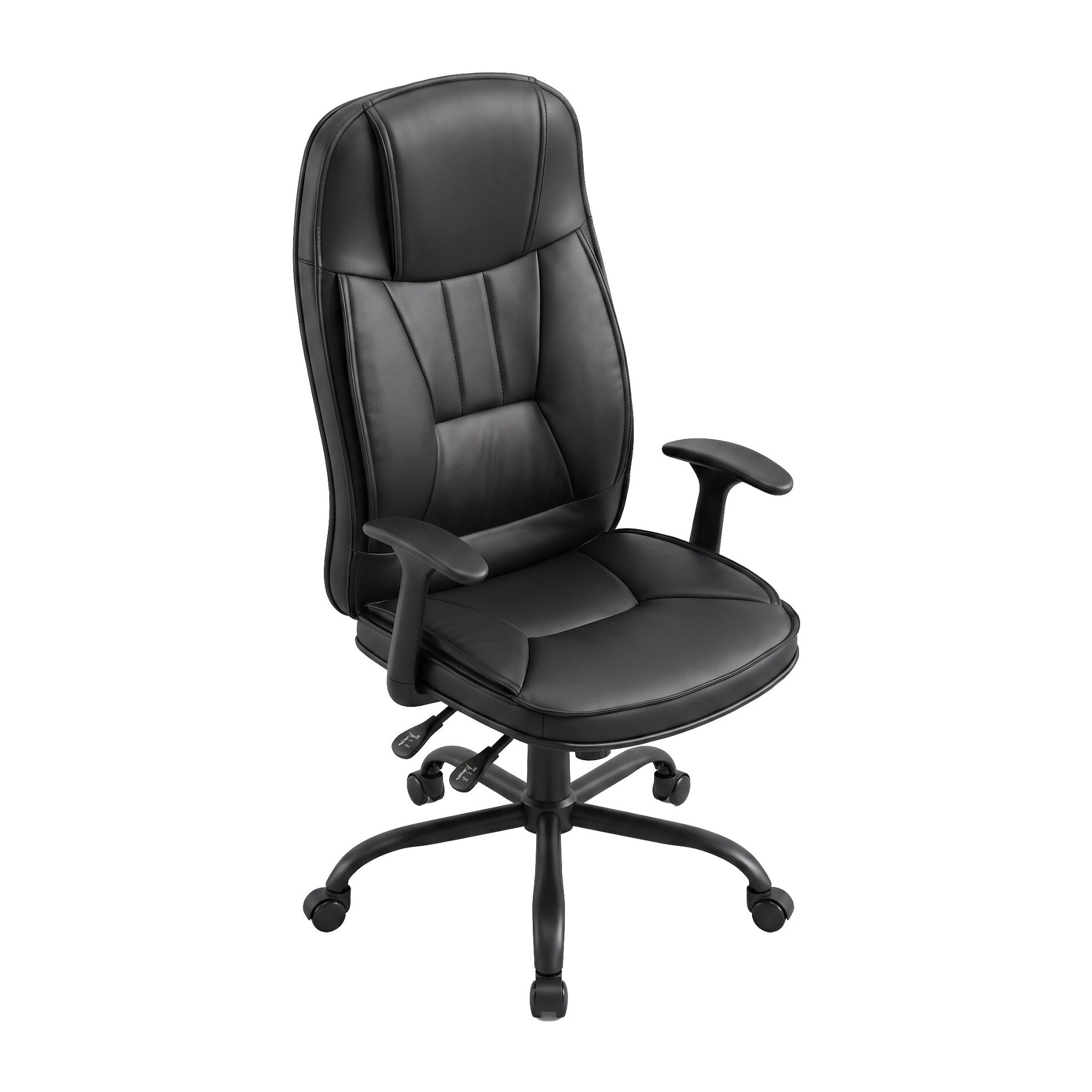 Yūto - Sedia Da Ufficio Ergonomica 50x131x47 cm Poltrona Direzionale Comoda con Ruote Girevoli in Similpelle Nera
