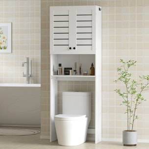 Meuble WC meuble dessus toilettes style classique chic 2 portes étagère niche blanc