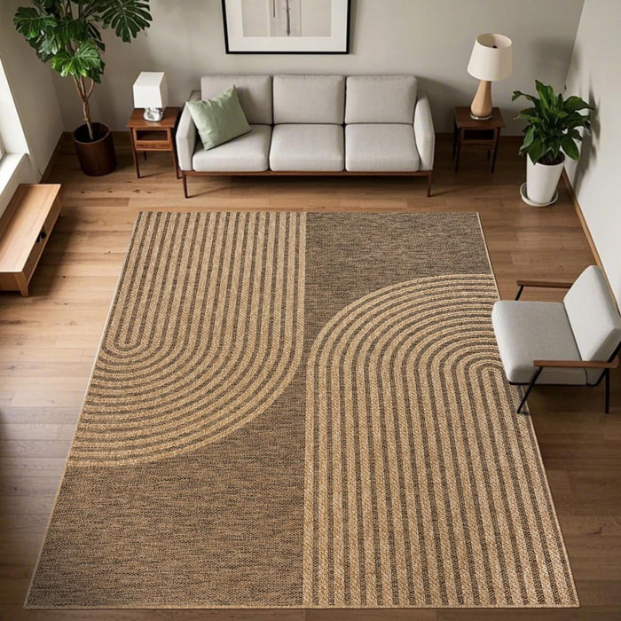 Tapis extérieur intérieur NOLIM aspect jute motif arc-en-ciel