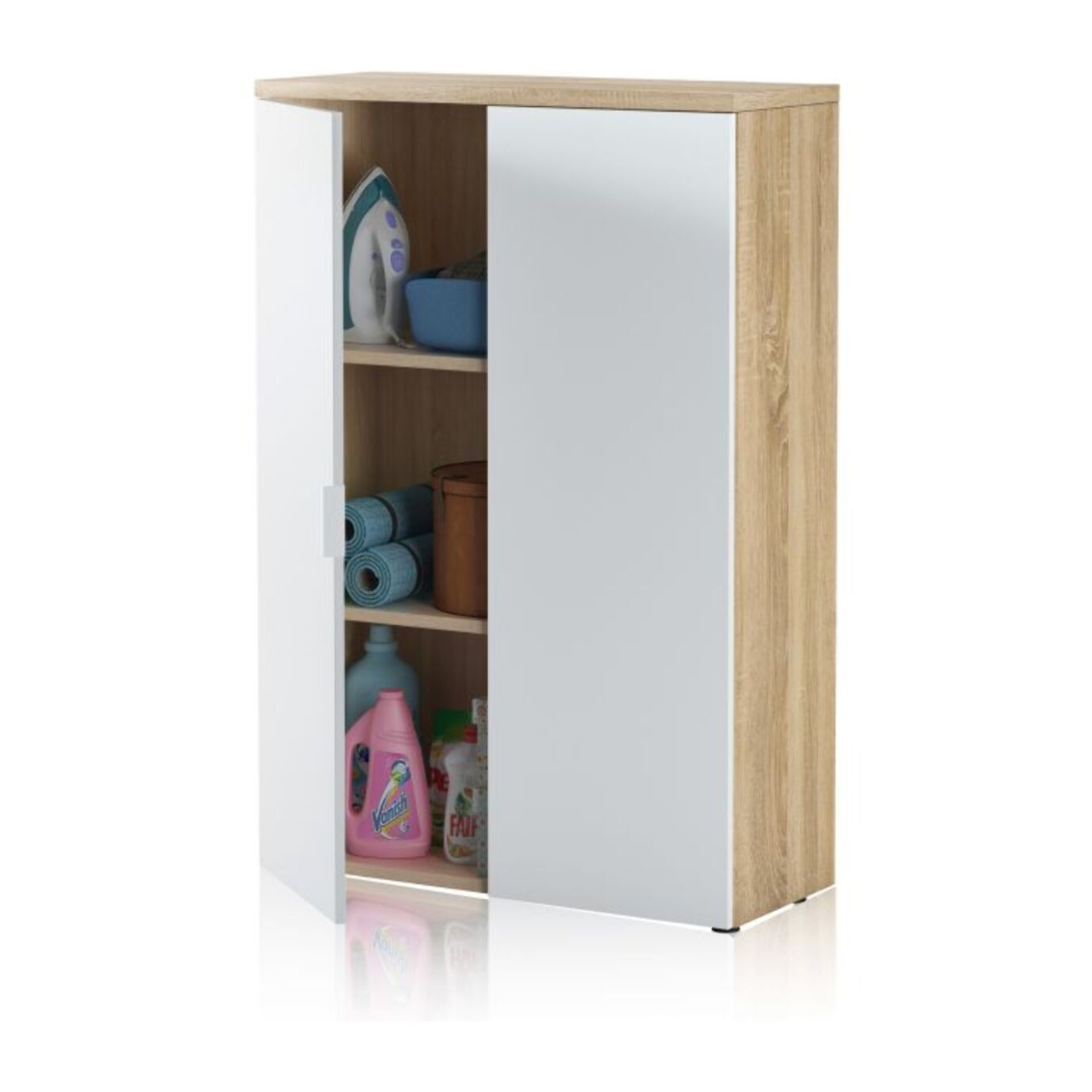 Armario auxiliar Work Blanco Artik (Blanco Mate) - Roble Canadian