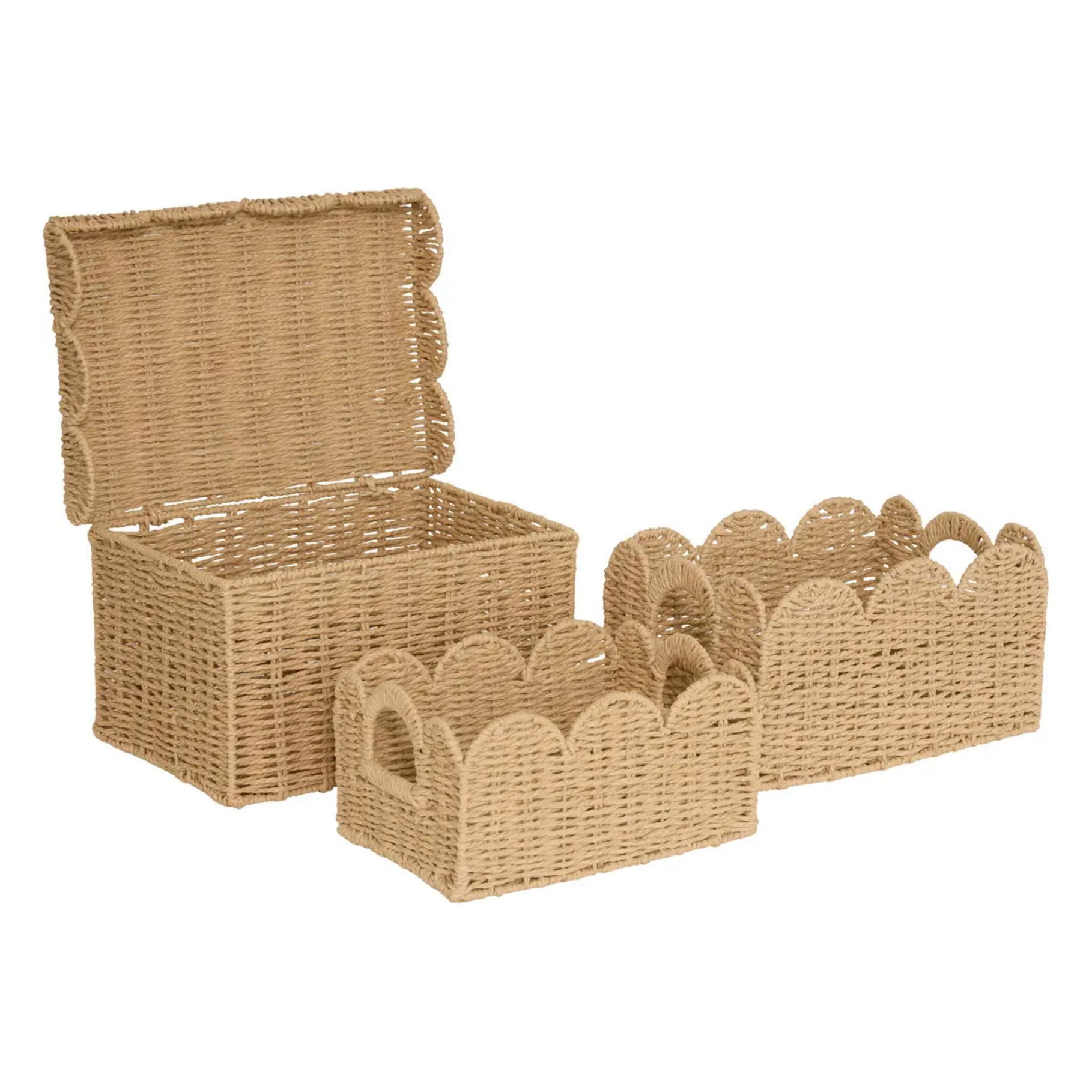 Lot de 3 cagettes Cyrielle rectangulaire beige