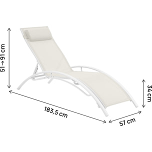 Bain de soleil en aluminium "Beauty" - Phoenix - Ecru - Lot de 2