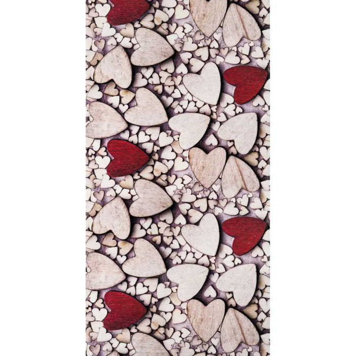 Passatoia lavabile in lavatrice cucina bagno ingresso multiuso, disegno cuoricini stile shabby chic