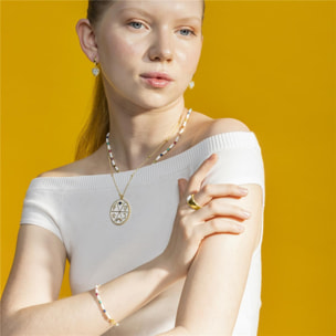 Pulsera con Madreperla Blanca acabado oro 18k