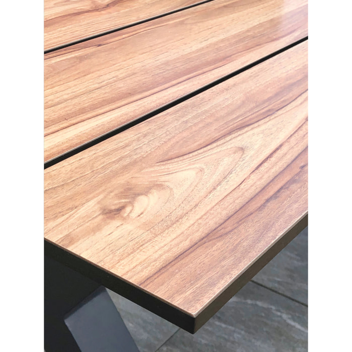 VANCOUVER - Table de jardin en aluminium et plateau HPL effet bois