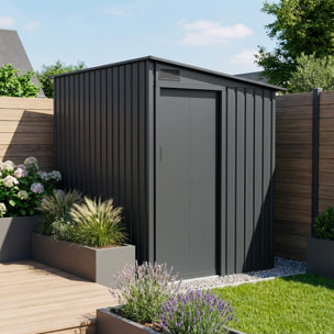 Abri de jardin adossable acier galvanisé 2,91m² avec porte coulissante et kit d'ancrage BRAY