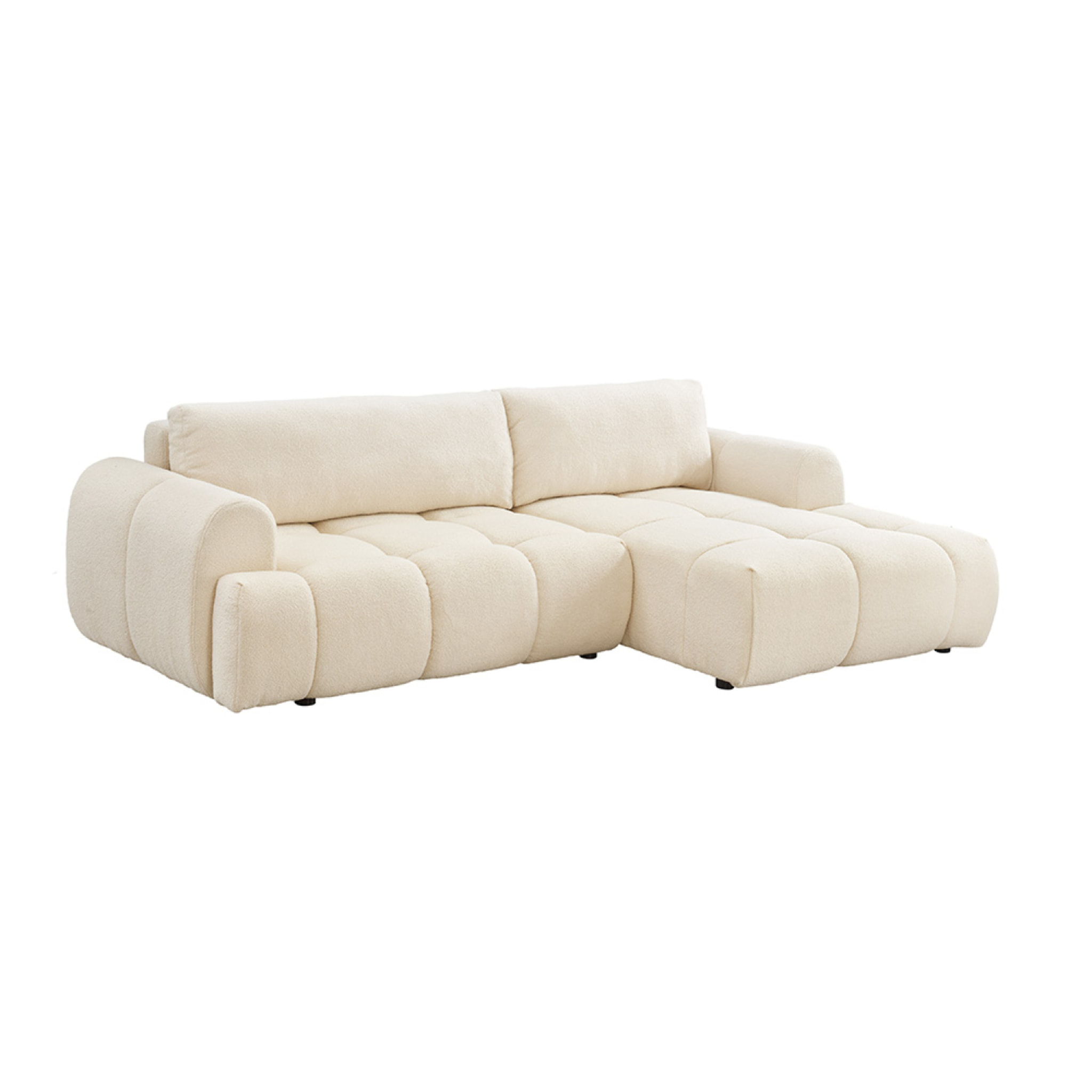 Canapé nuage convertible 4 places en tissu bouclette beige MINDEN