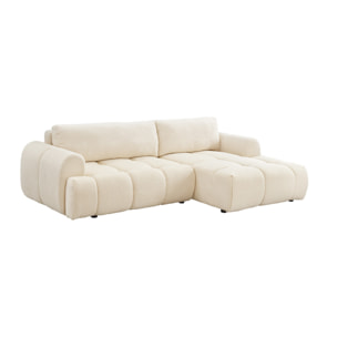 Canapé nuage convertible 4 places en tissu bouclette beige MINDEN