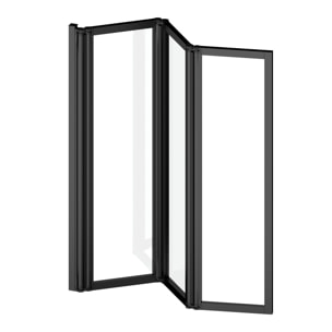 Pare baignoire Pivotant 3 Volets Noir Mat - 125x143 cm - Verre Trempé 4 mm - ZAGGY DARK