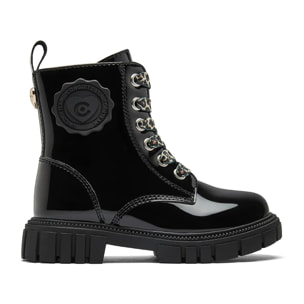 Botas Militares de Niña de Charol en Negro