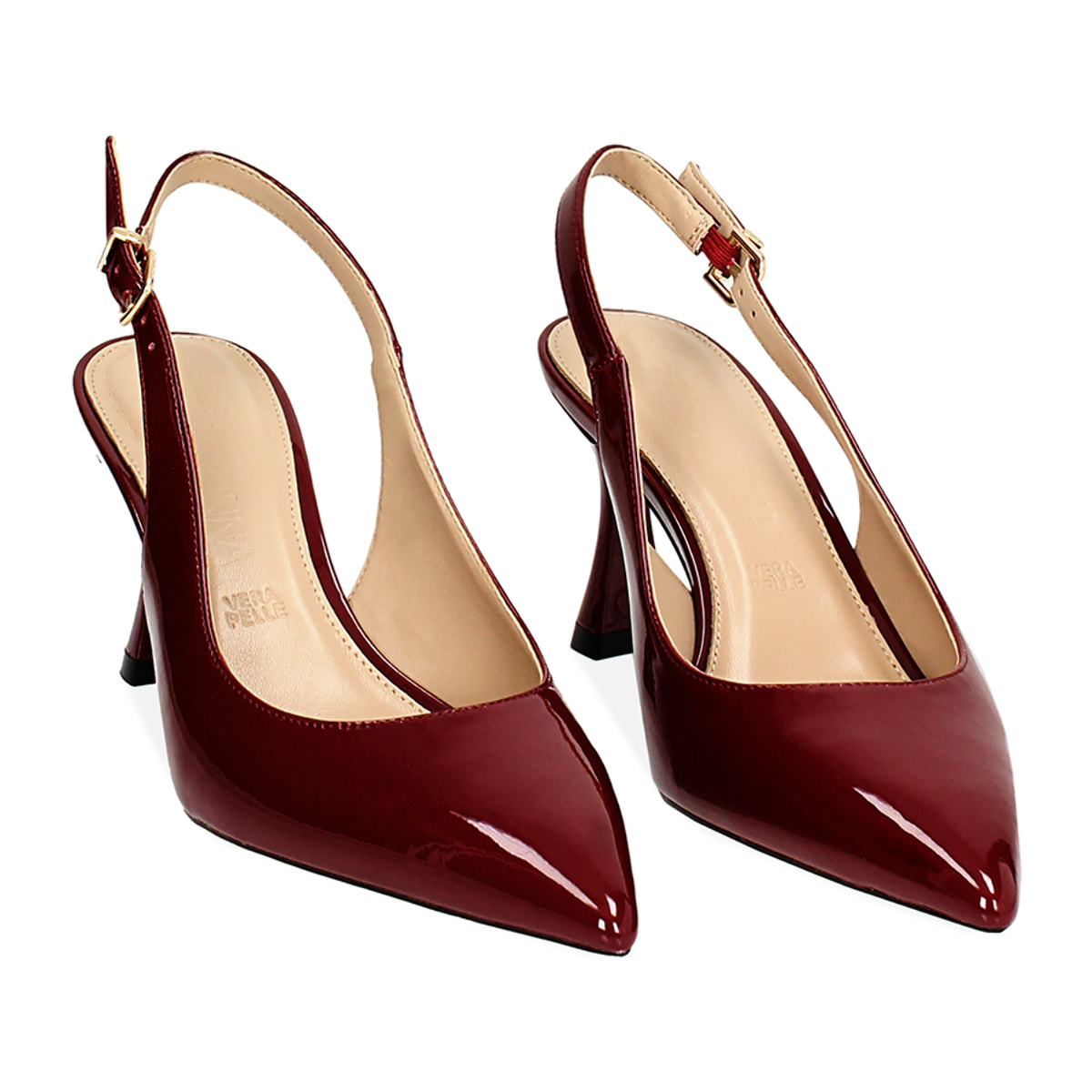 Décolleté slingback donna cherry, tacco 7,5 cm